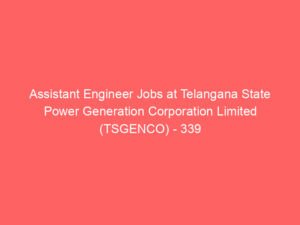Assistant Engineer Jobs at Telangana State Power Generation Corporation Limited (TSGENCO) – 339 Vacancies