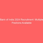 Bank of India 2024 Recruitment: Multiple Positions Available