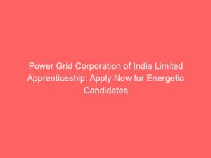 Power Grid Corporation of India Limited Apprenticeship: Apply Now for Energetic Candidates