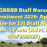 GSSSB Staff Nurse Recruitment 2026: Apply Online for 131 Staff Nurse Class-3 Posts (Advt. No. 458/202627)