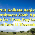 NIPER Kolkata Registrar Recruitment 2026: Apply Online for 1 Post, Pay Level 13 (Last Date 11 November)