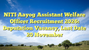 NITI Aayog Assistant Welfare Officer Recruitment 2026: Deputation Vacancy, Last Date 20 November