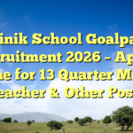 Sainik School Goalpara Recruitment 2026 – Apply Offline for 13 Quarter Master, Teacher & Other Posts