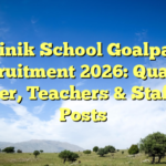 Sainik School Goalpara Recruitment 2026: Quarter Master, Teachers & Staff – 13 Posts